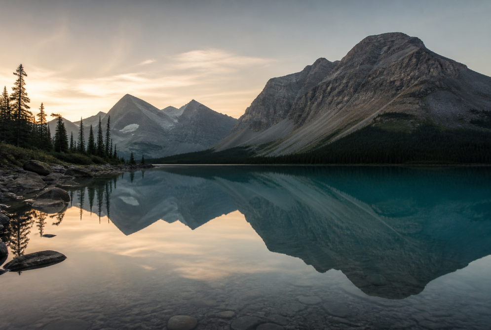Alpine lake at dawn